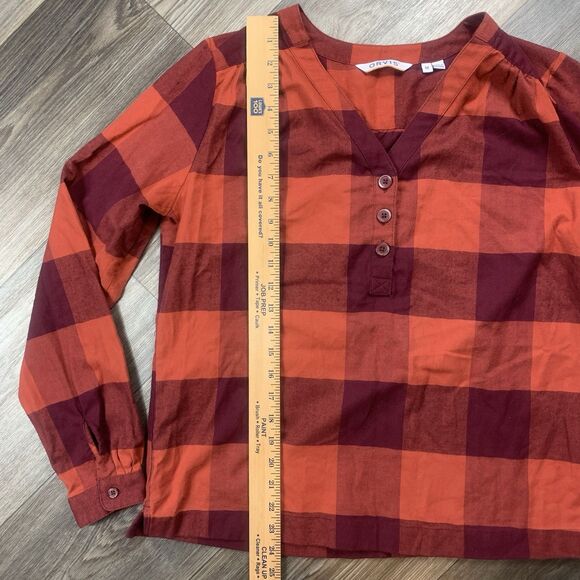Orvis Blouse Button Shirt Red Plaid Super Soft Lightweight Women Size M - Picture 4 of 8